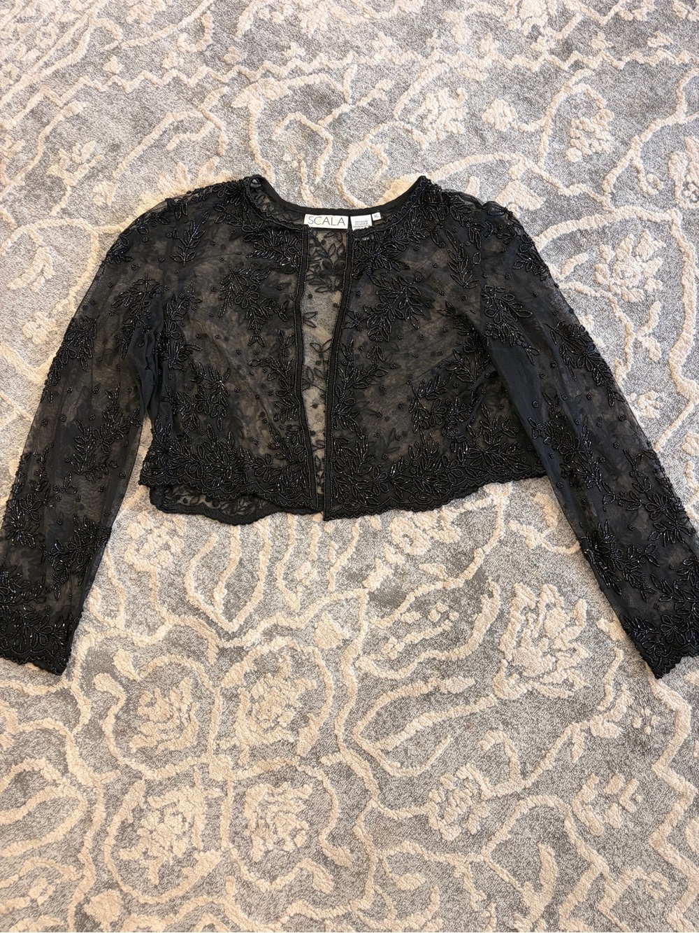 Scala Black Beaded Cropped Bolero